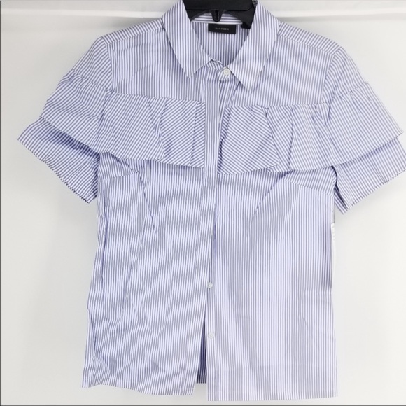 Halogen ruffle stripe poplin top - Picture 4 of 8